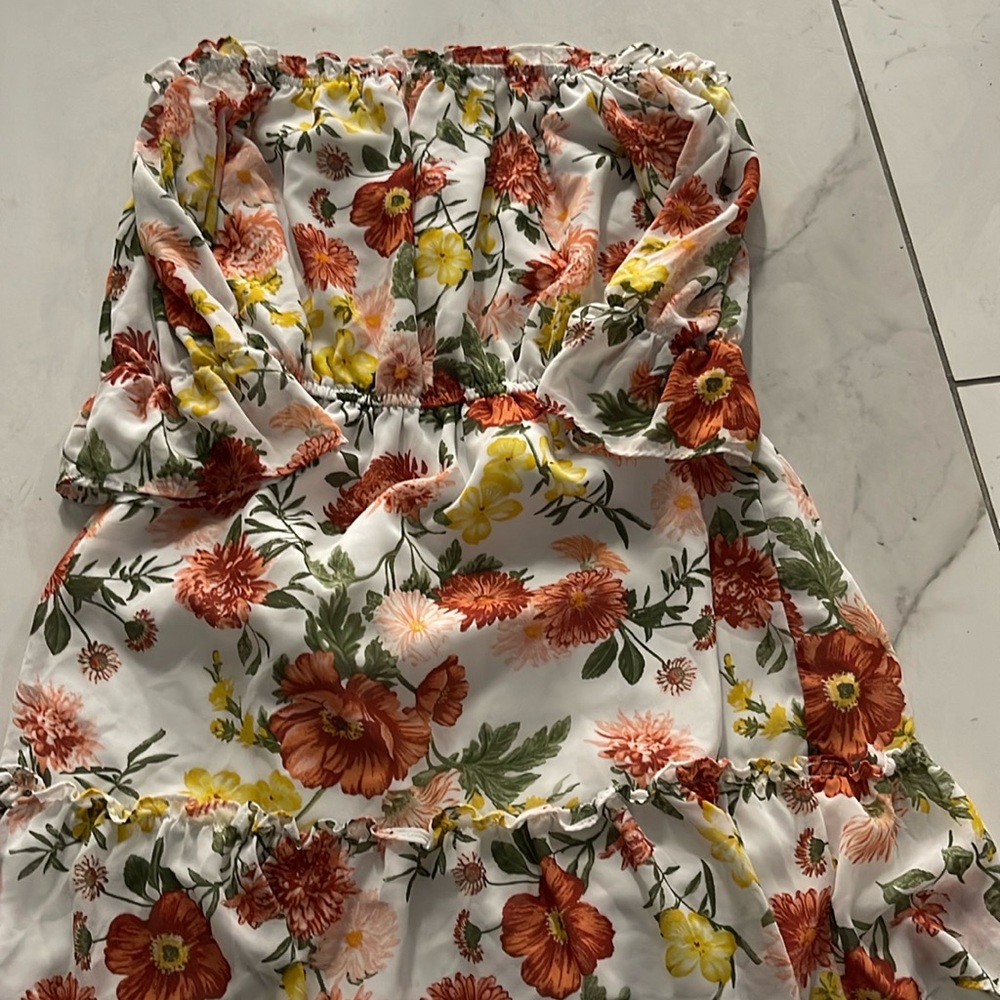 Forever 21 floral print off shoulder dress size small